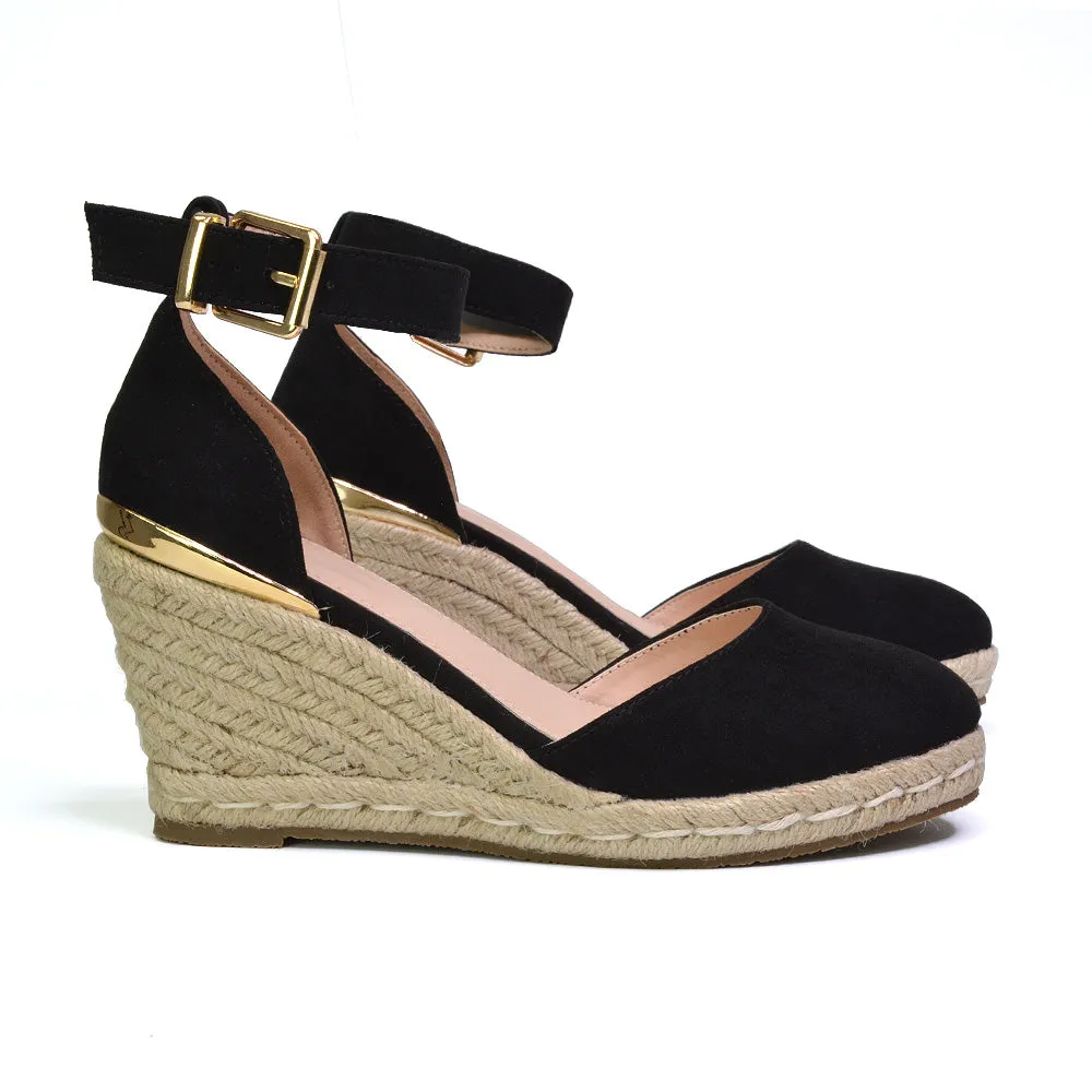 Forest Closed Toe Espadrilles With Sandal Wedge Heel in White