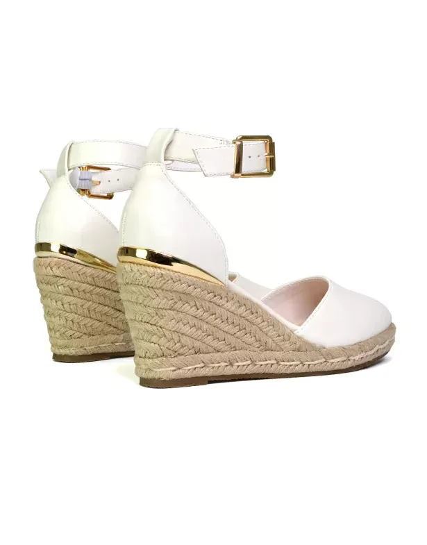 Forest Closed Toe Espadrilles With Sandal Wedge Heel in White