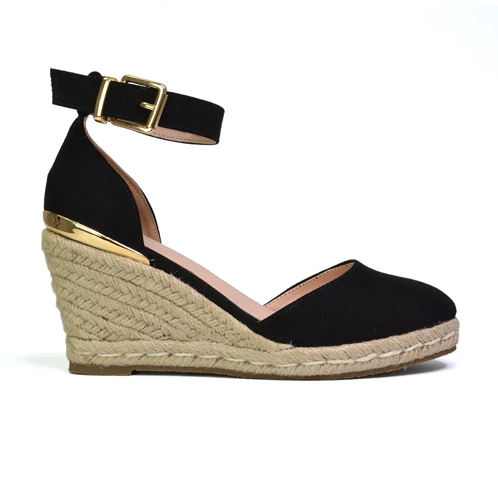 Forest Closed Toe Espadrilles With Sandal Wedge Heel in White