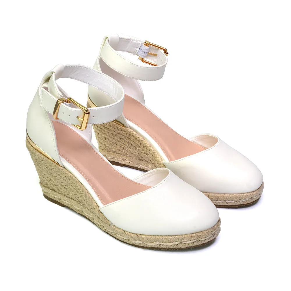 Forest Closed Toe Espadrilles With Sandal Wedge Heel in White
