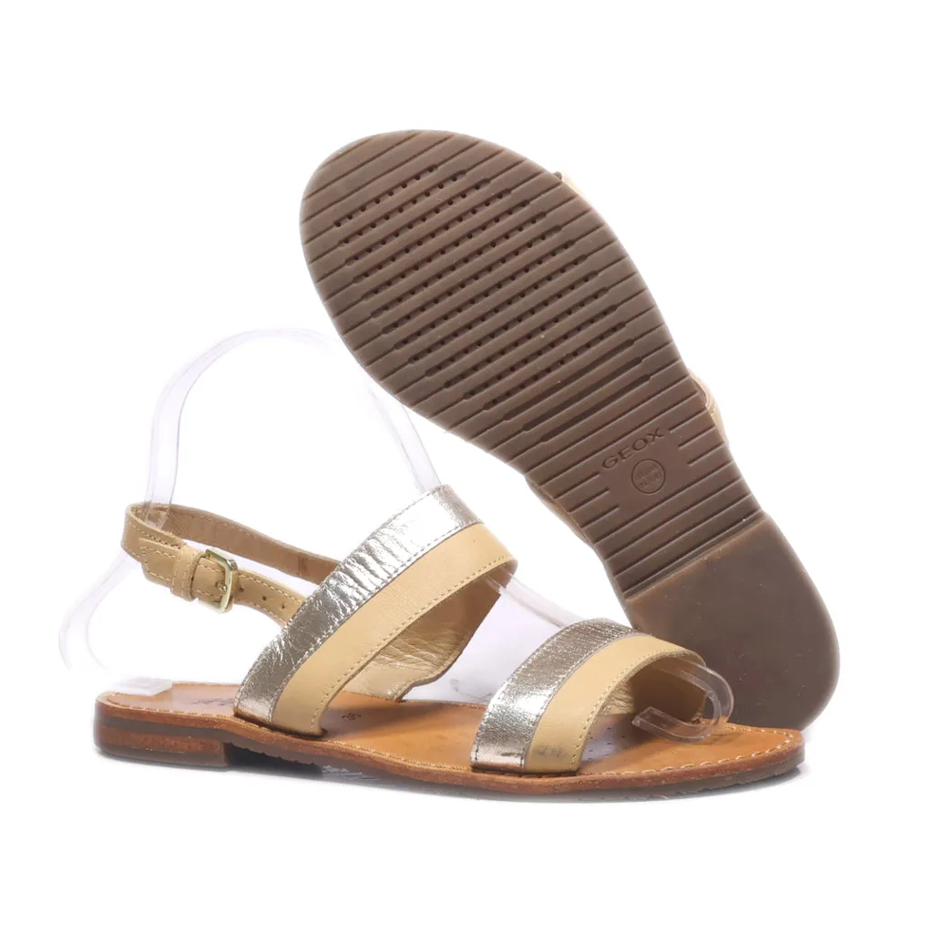 Geox Flat Sandals Leather Beige Colour For Women