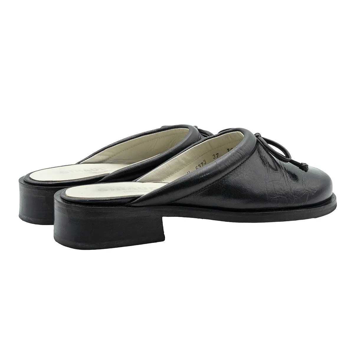 Giraudon New York Mule Flat Sandals Leather Black Colour For Women
