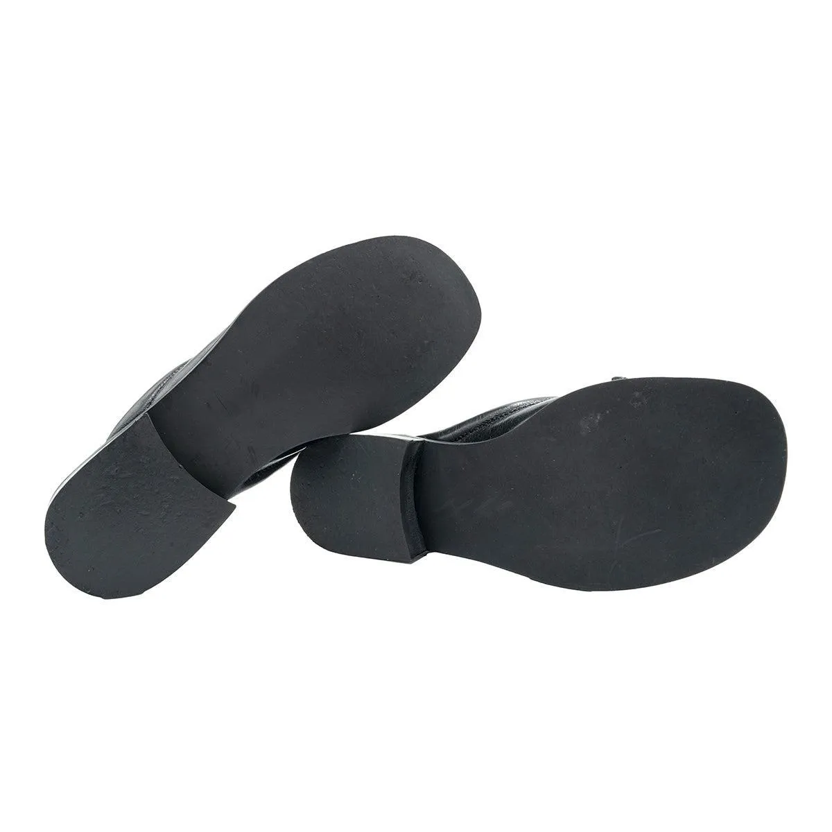 Giraudon New York Mule Flat Sandals Leather Black Colour For Women