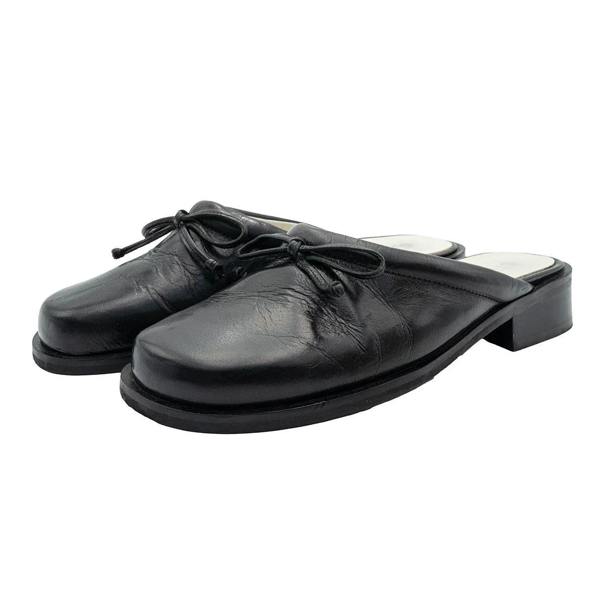 Giraudon New York Mule Flat Sandals Leather Black Colour For Women