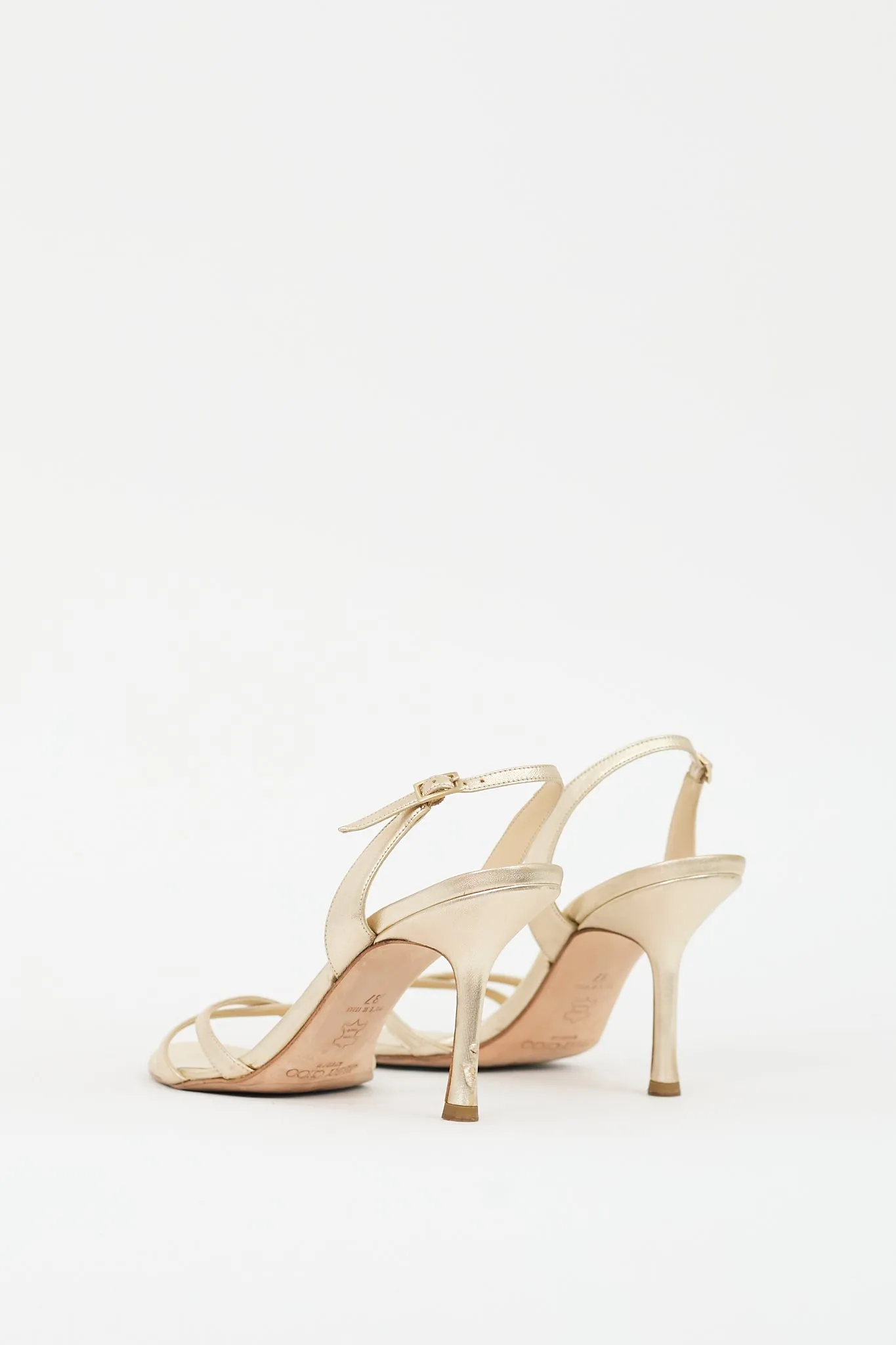 Gold Leather Heeled Sandal