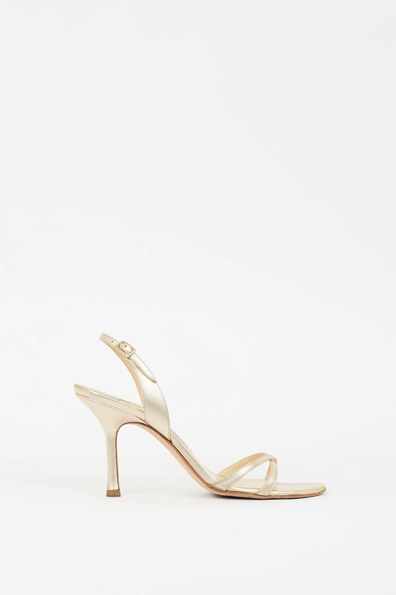 Gold Leather Heeled Sandal
