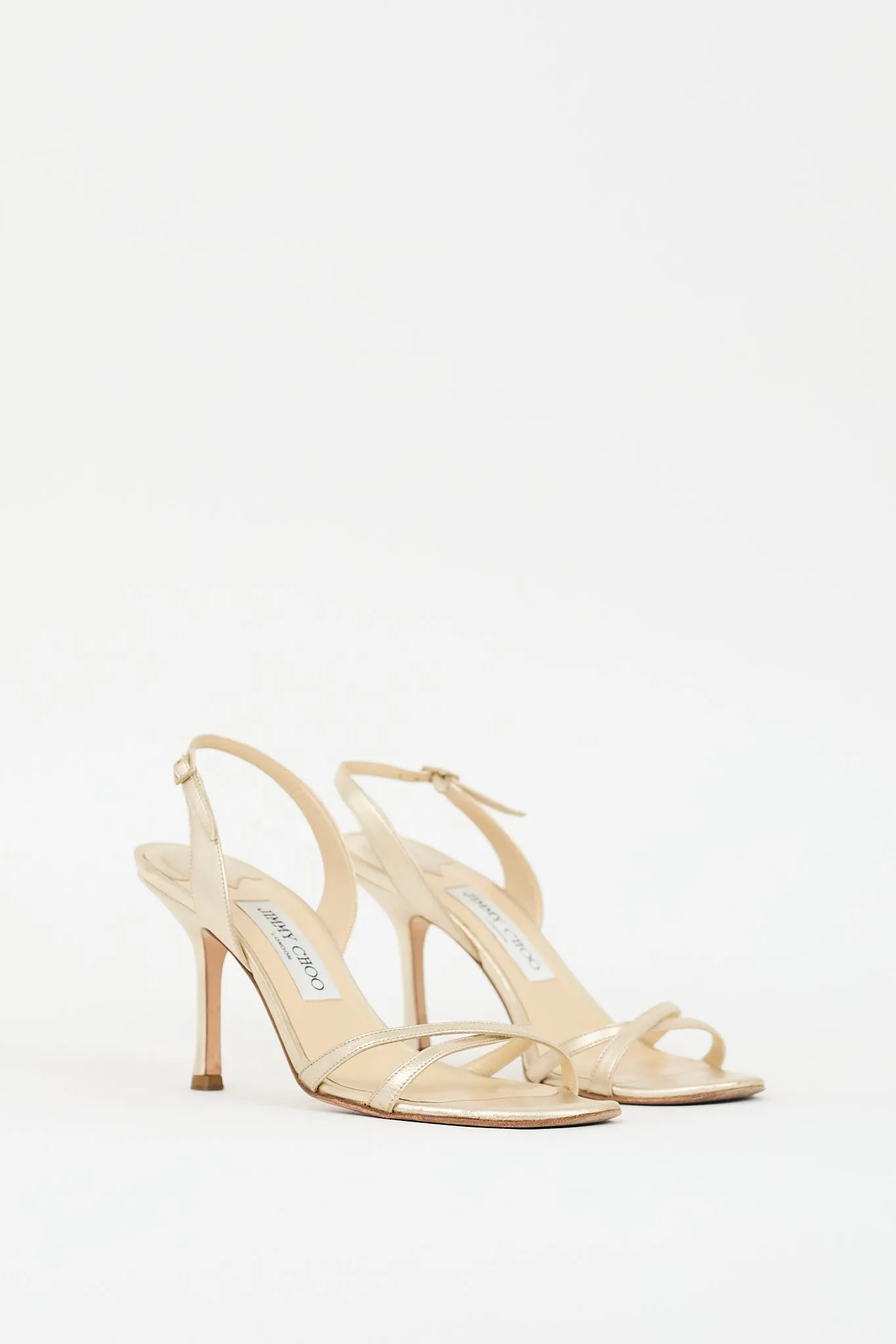 Gold Leather Heeled Sandal