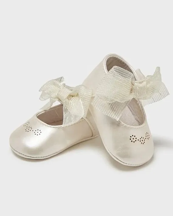Gold with Shimmer Bow Baby Girl Ballet Flats