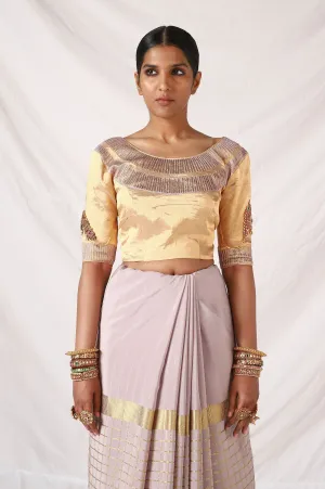 Golden Blouse with hand embroidery