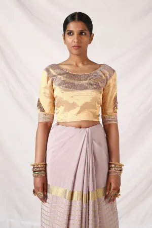 Golden Blouse with hand embroidery