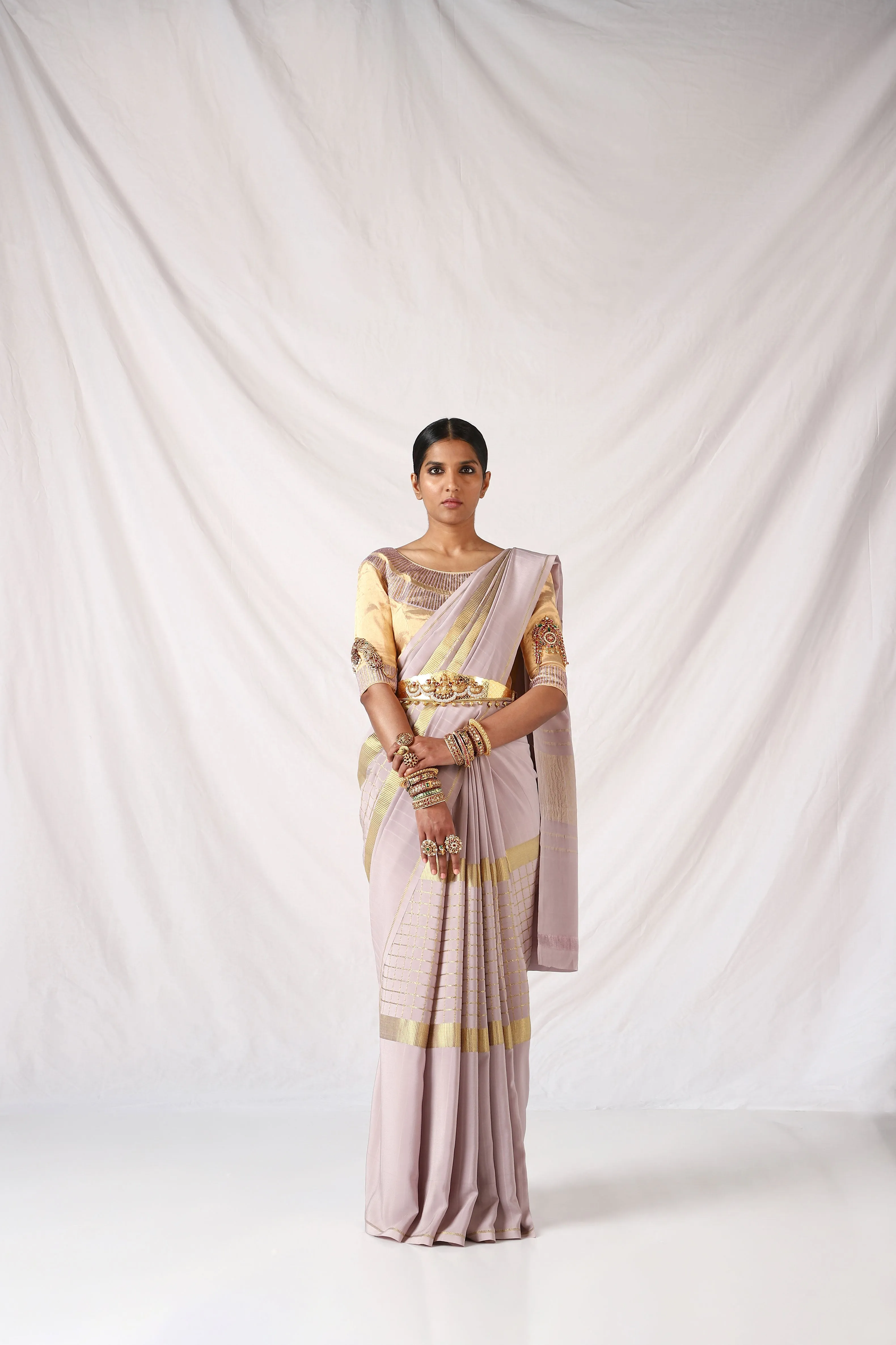 Golden Blouse with hand embroidery