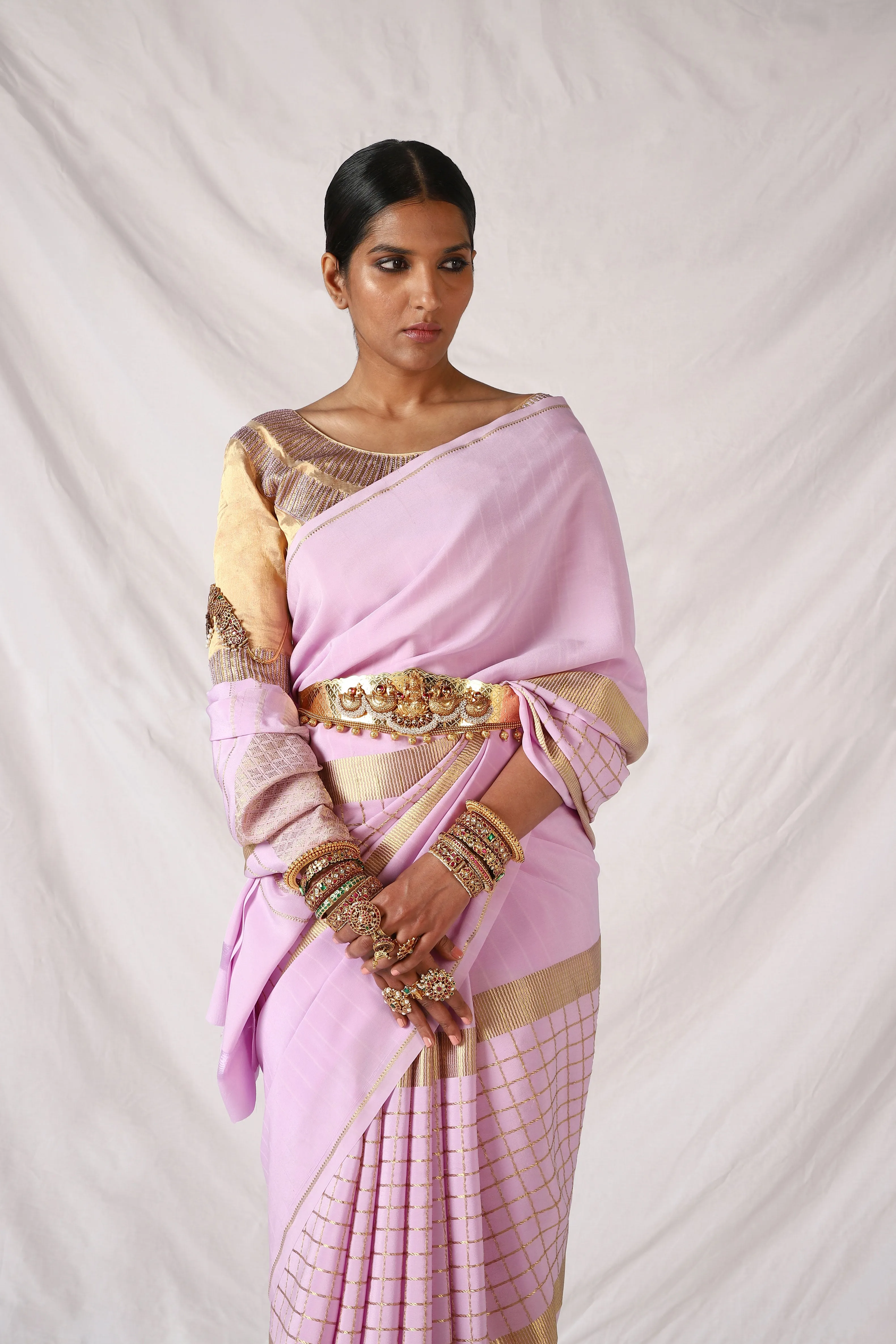 Golden Blouse with hand embroidery