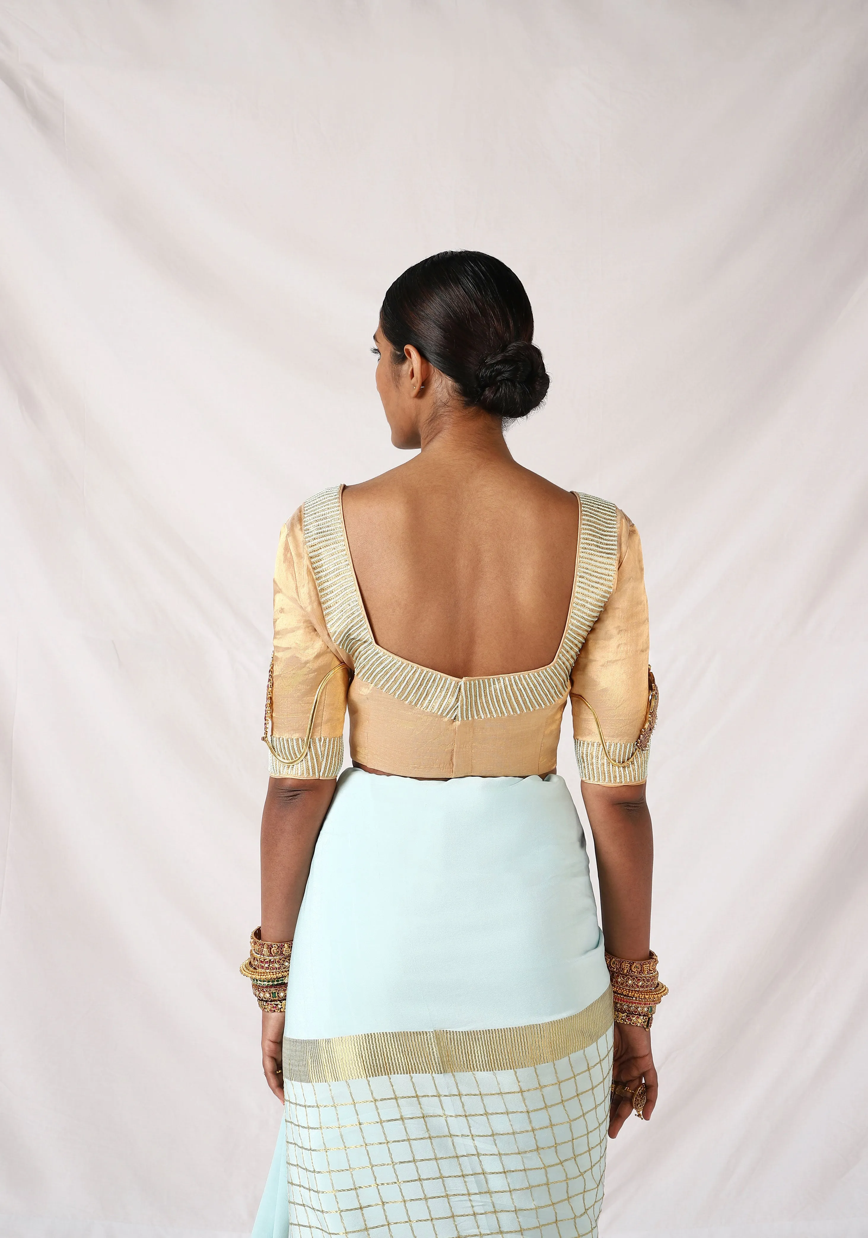 Golden Blouse with hand embroidery