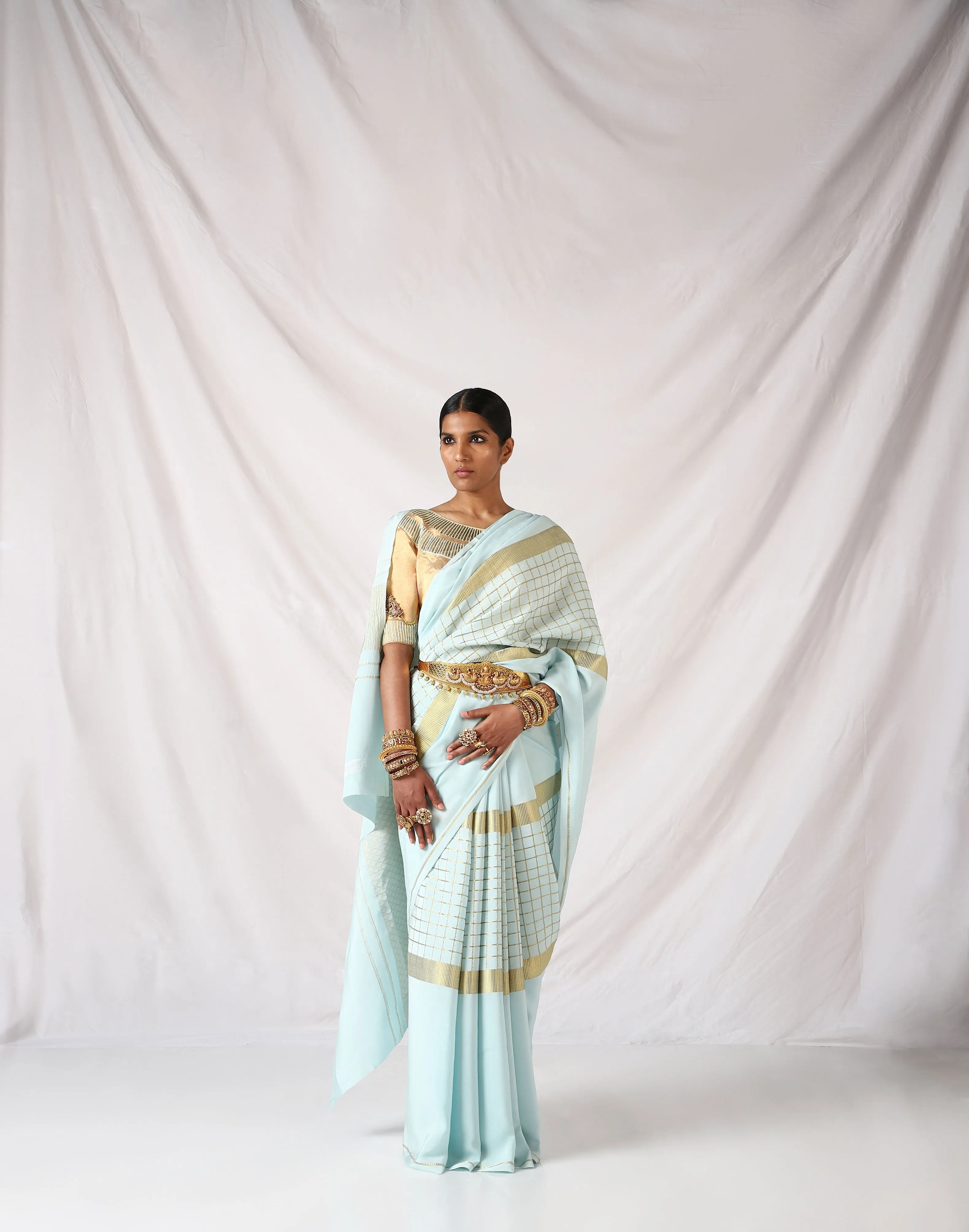 Golden Blouse with hand embroidery