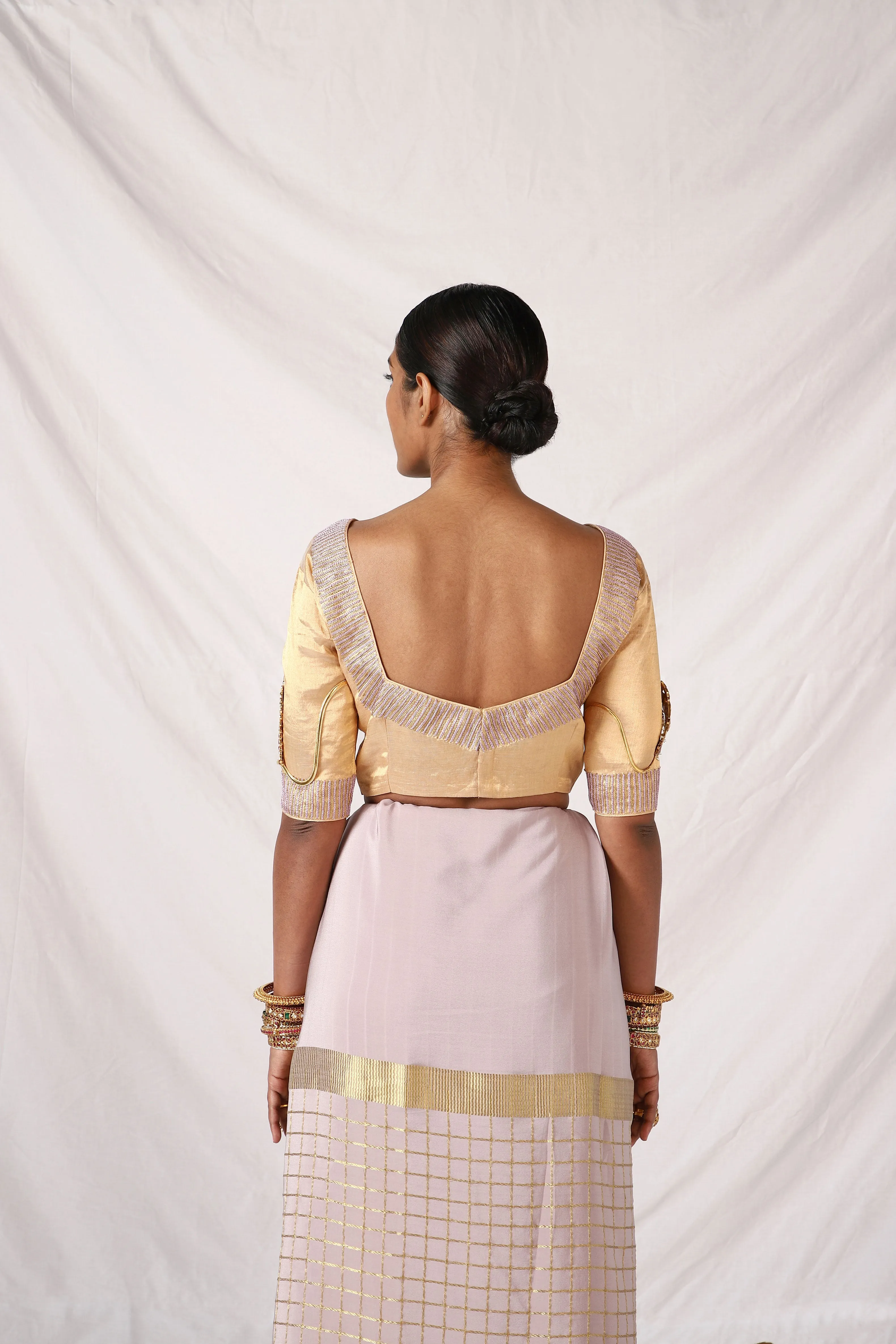 Golden Blouse with hand embroidery
