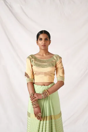 Golden Blouse with hand embroidery