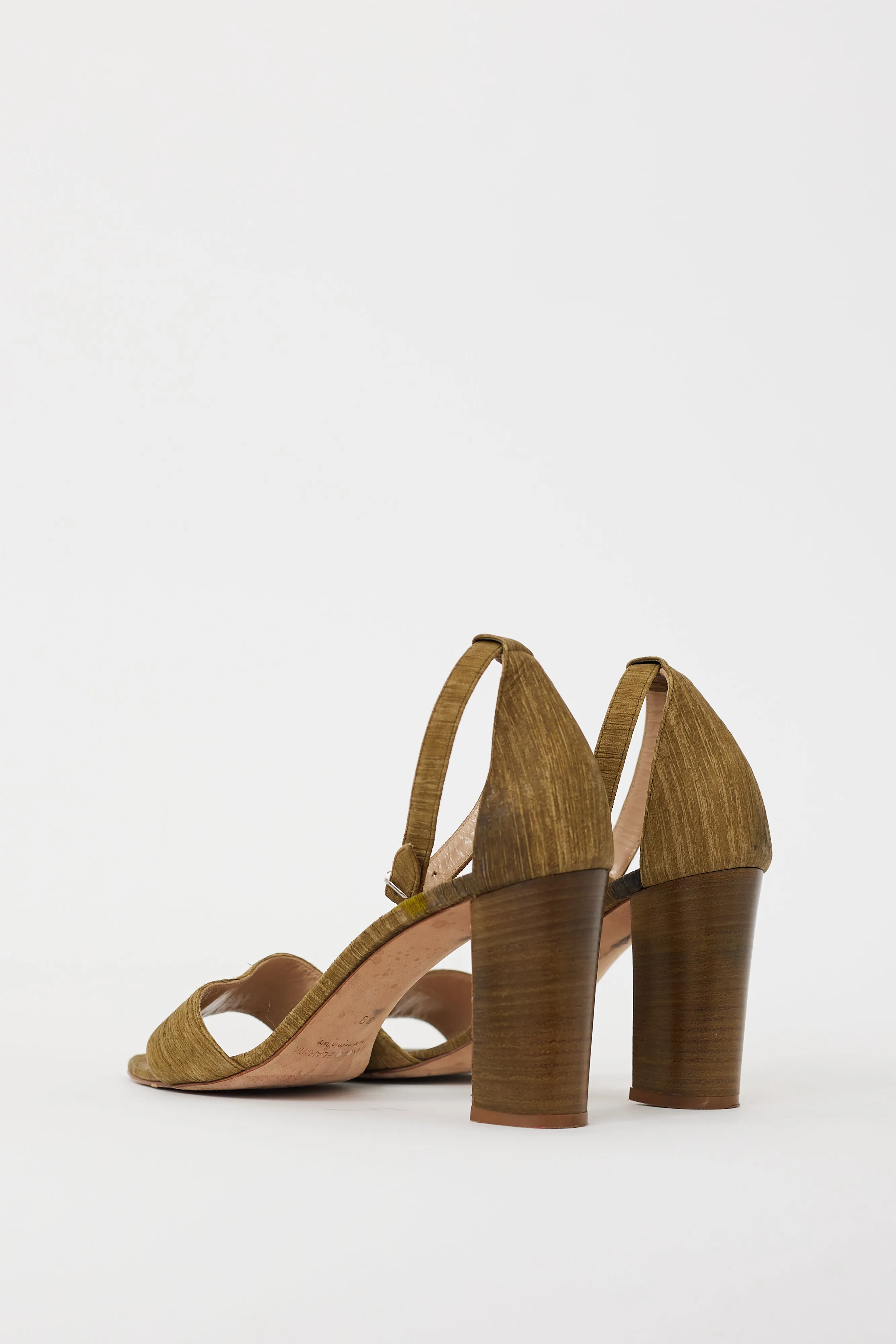 Green Textured Lauratop Heeled Sandal
