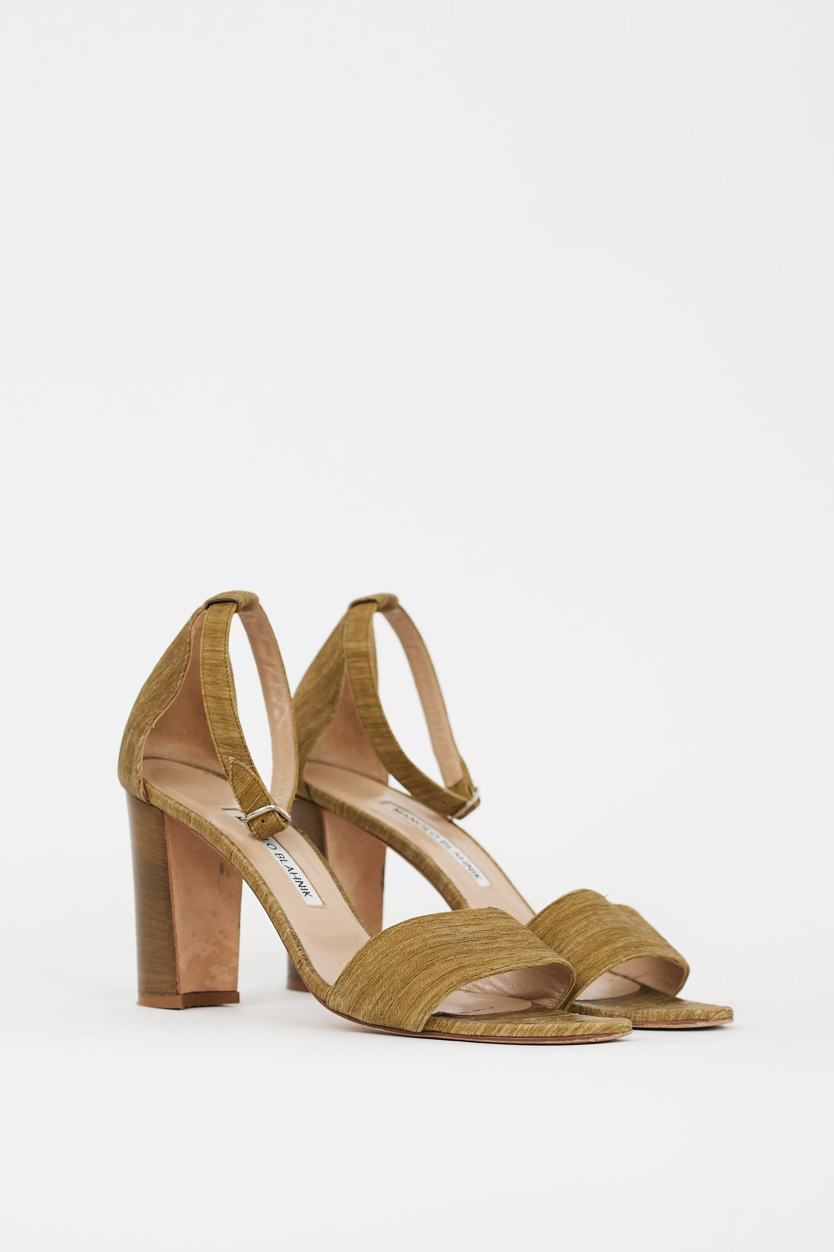 Green Textured Lauratop Heeled Sandal