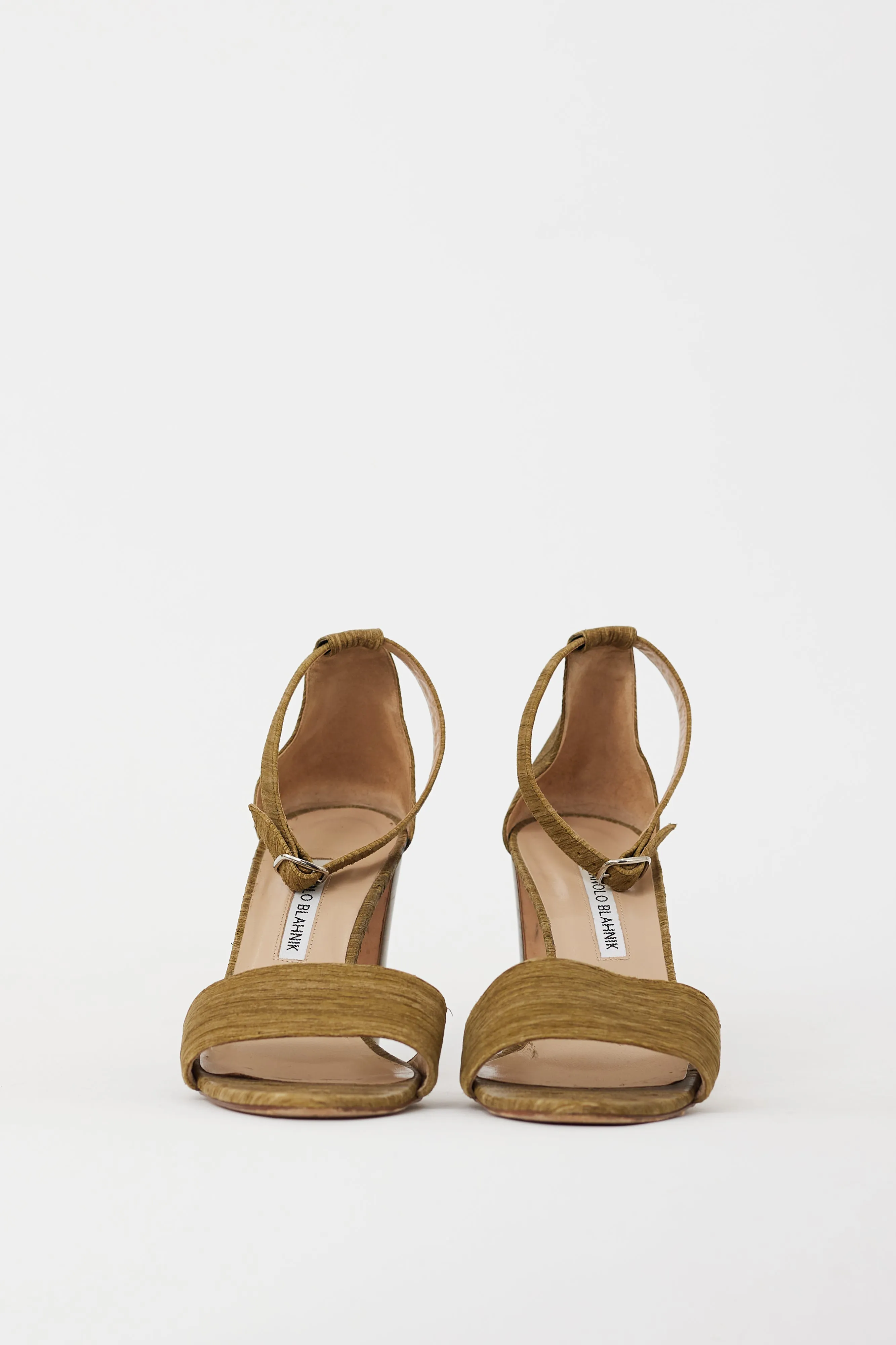Green Textured Lauratop Heeled Sandal