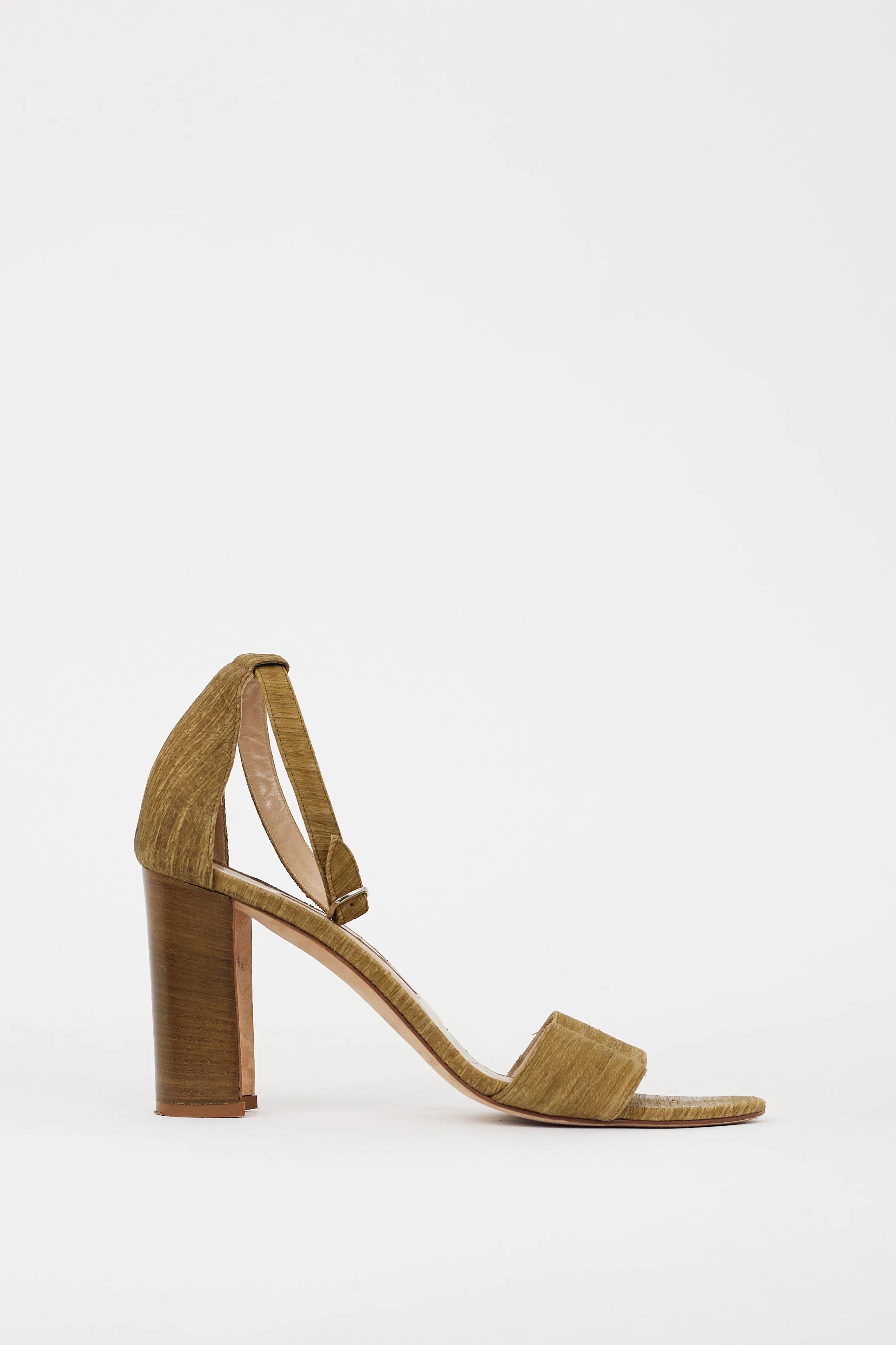 Green Textured Lauratop Heeled Sandal