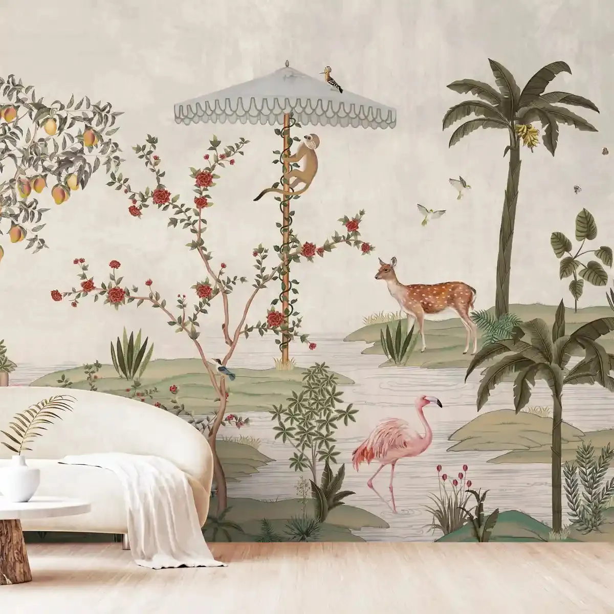 Gulbiya, Chinoiserie Wallpaper Sukoon Collection Ivory Color Customised
