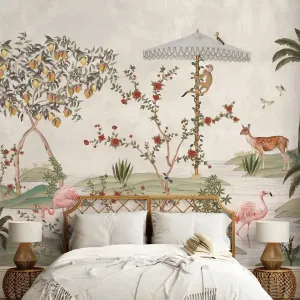 Gulbiya, Chinoiserie Wallpaper Sukoon Collection Ivory Color Customised
