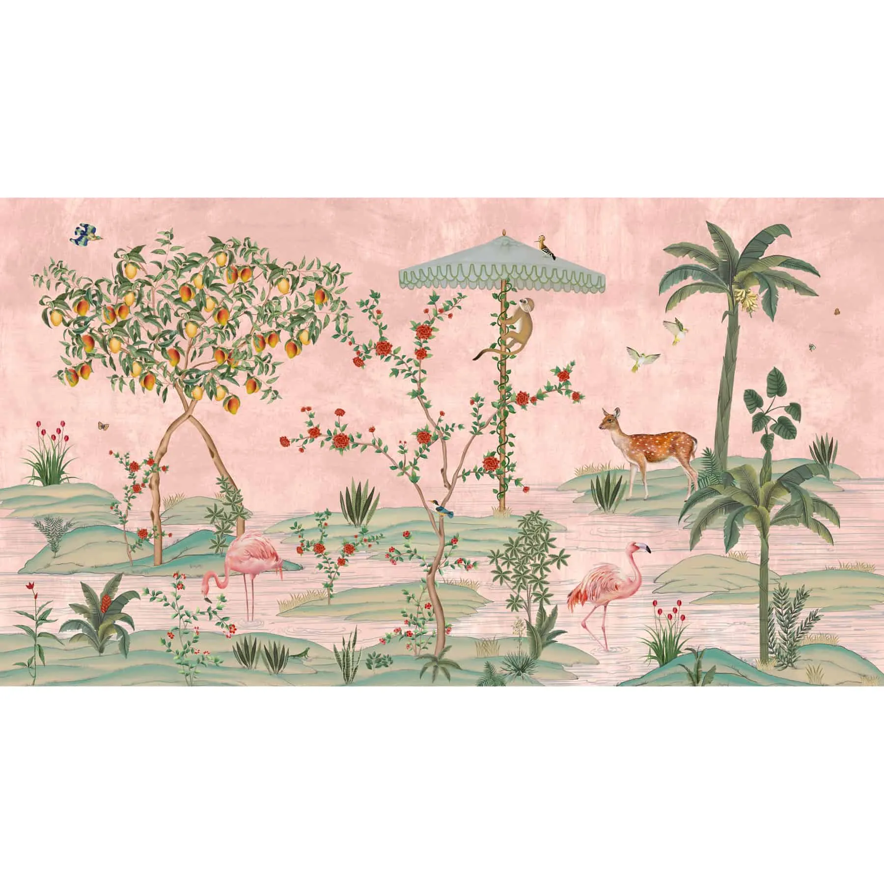 Gulbiya, Pink Chinoiserie Wallpaper, Sukoon Collection, Customised