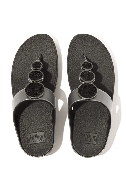 Halo Bead Circle Leather Toe Post Sandals