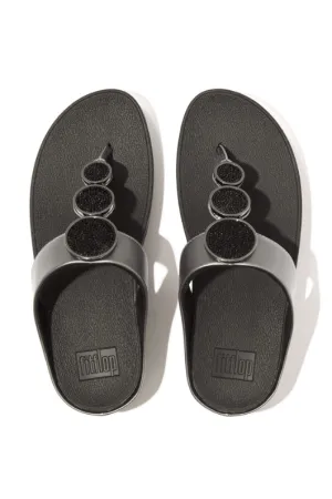 Halo Bead Circle Leather Toe Post Sandals