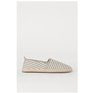 H&M- Natural White/Gray Striped Espadrilles
