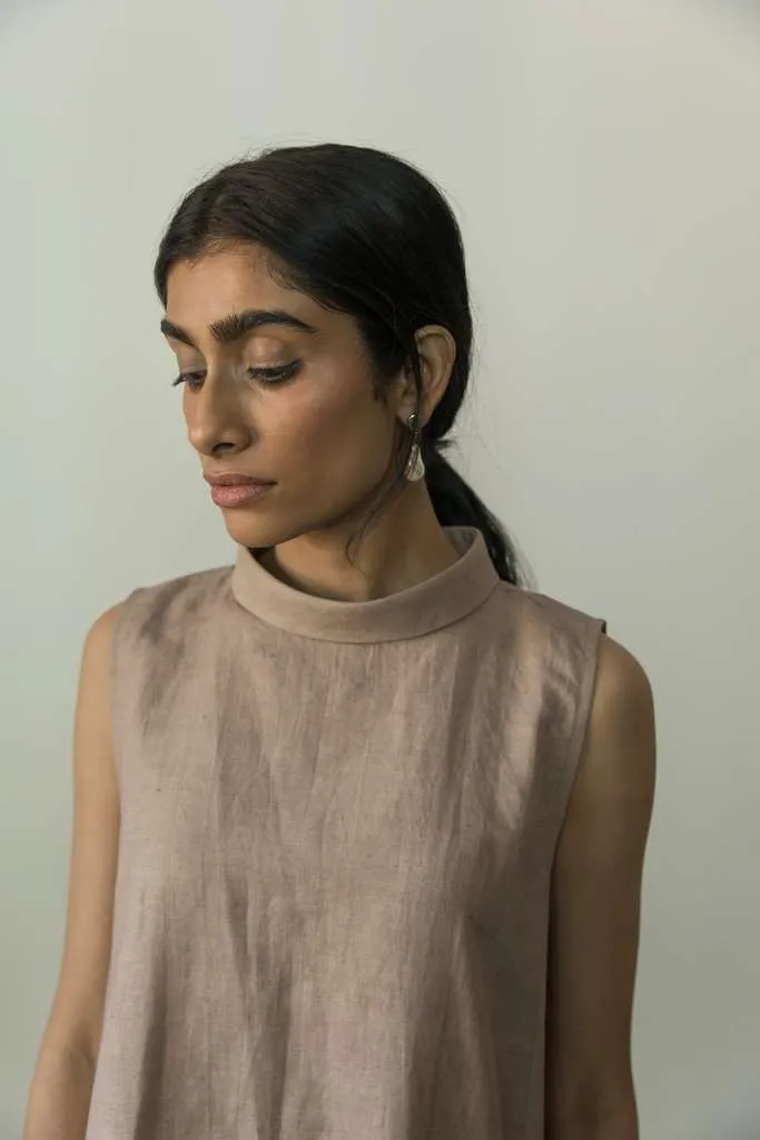 High-neck A-line Dress