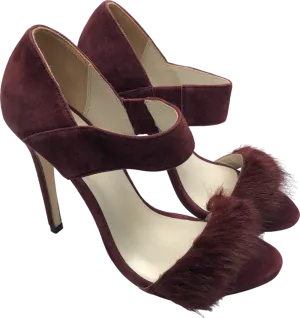 Karen Millen Brown Fur Trimmed Heeled Sandals UK 5 EU 38 👠