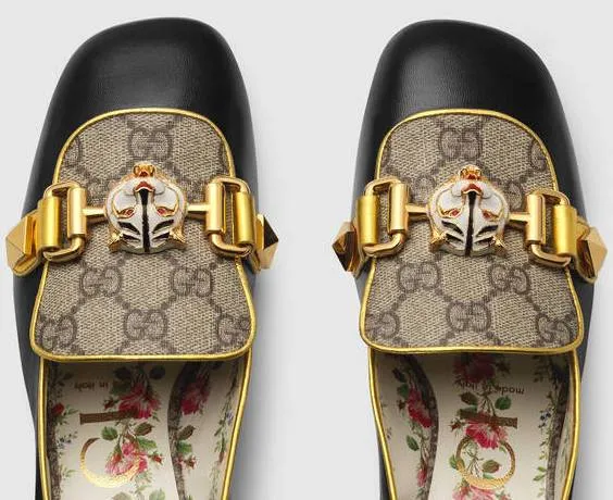Leather and GG Supreme Mid-Heel Pump