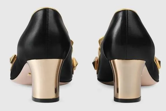 Leather and GG Supreme Mid-Heel Pump