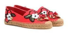 Locket-Flower-Jewel Embroidered Espadrilles-Red
