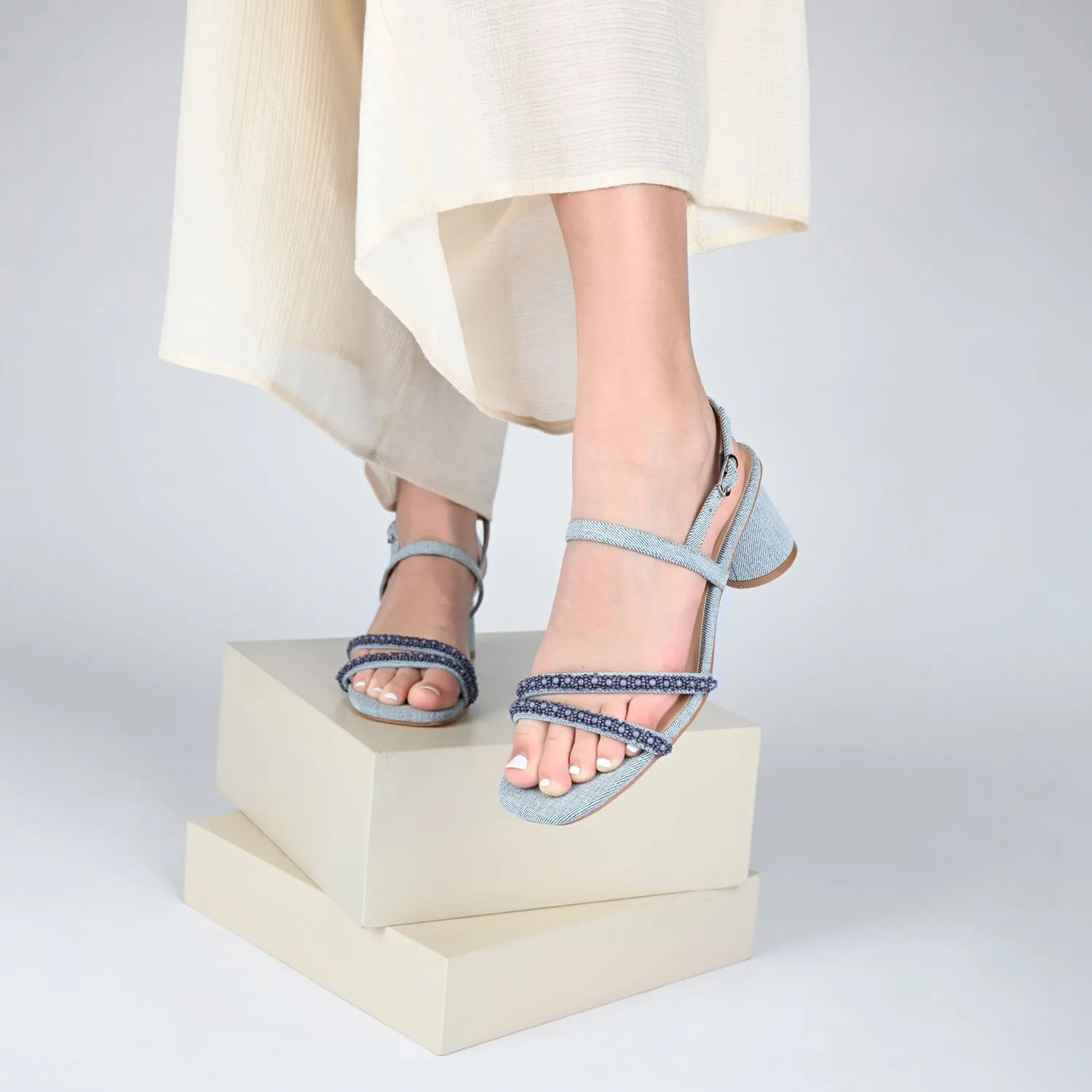 LORNNAH STRAPPY HEELS IN FAUX LEATHER