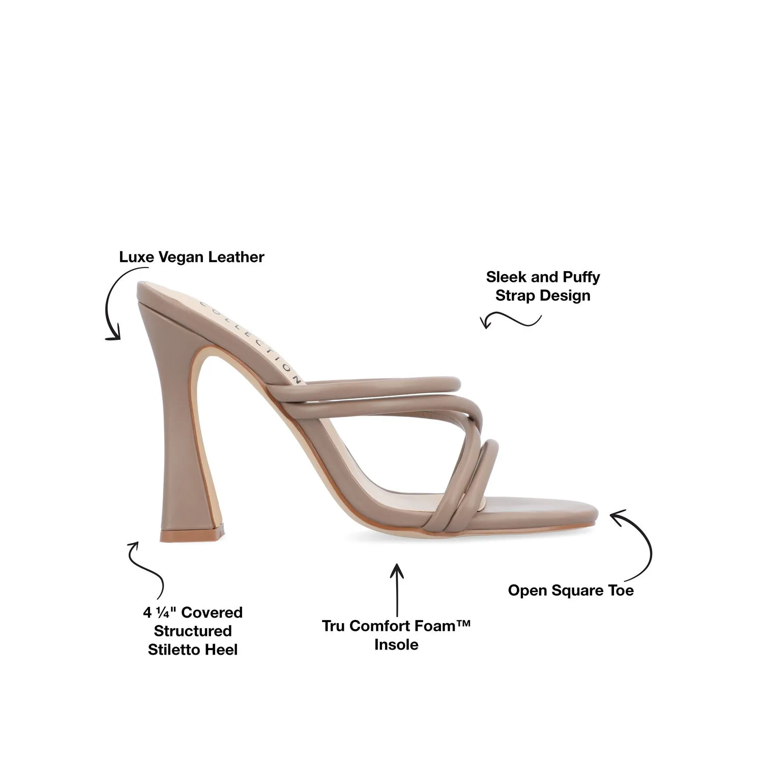 LOUISSE MULTI STRAP HEELS IN FAUX LEATHER