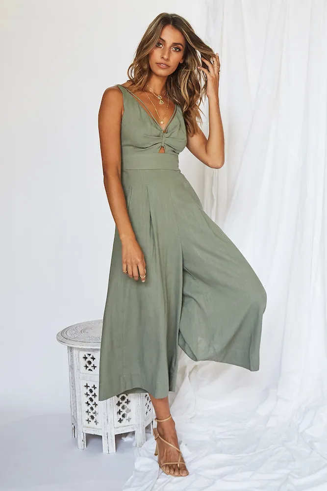 Luxe Getaway Jumpsuit Olive