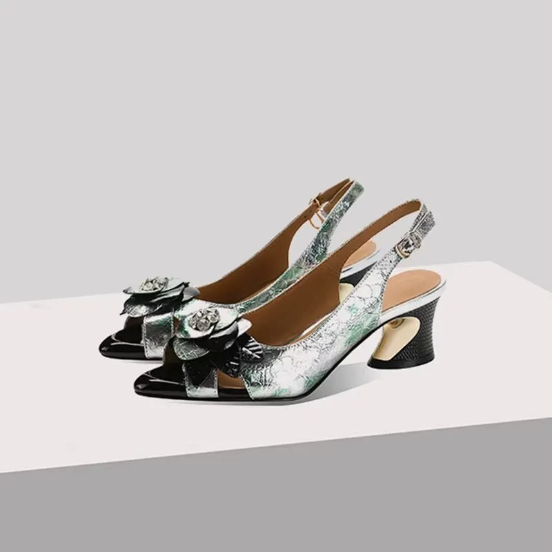 LuxeLeather Chic Heeled Office Sandals
