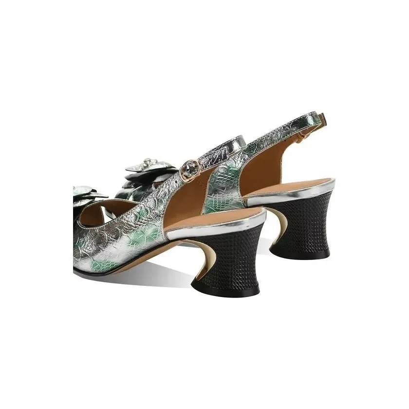 LuxeLeather Chic Heeled Office Sandals