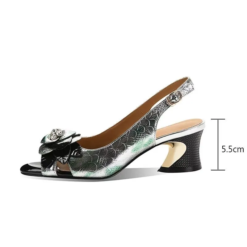 LuxeLeather Chic Heeled Office Sandals