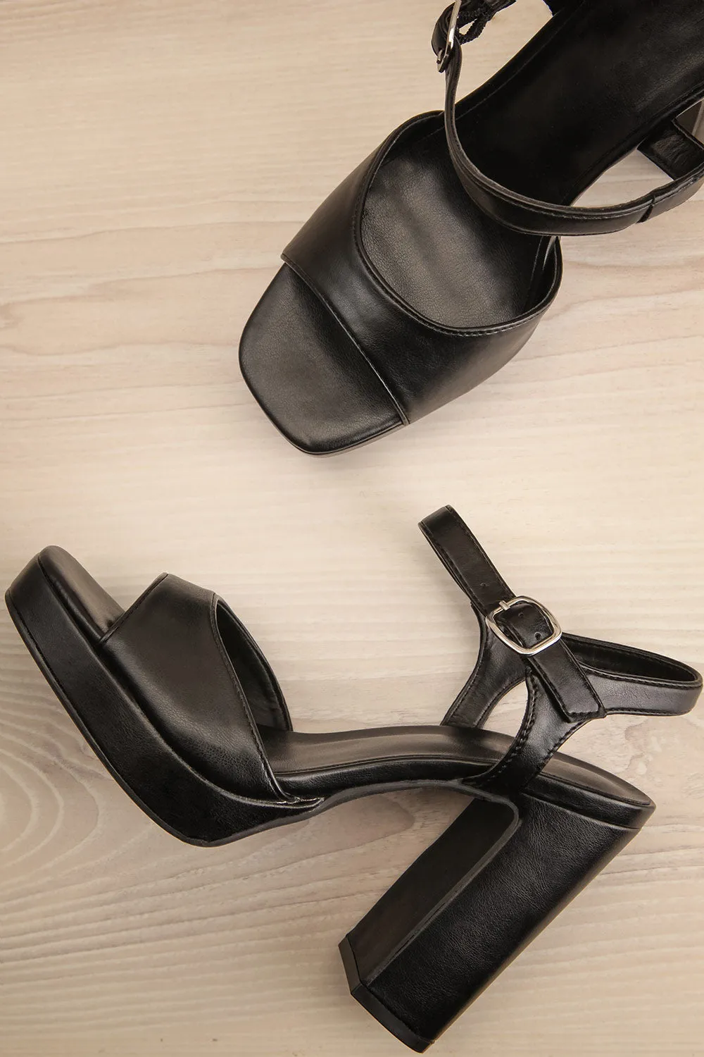 Mariguana Black | Platform Heeled Sandals