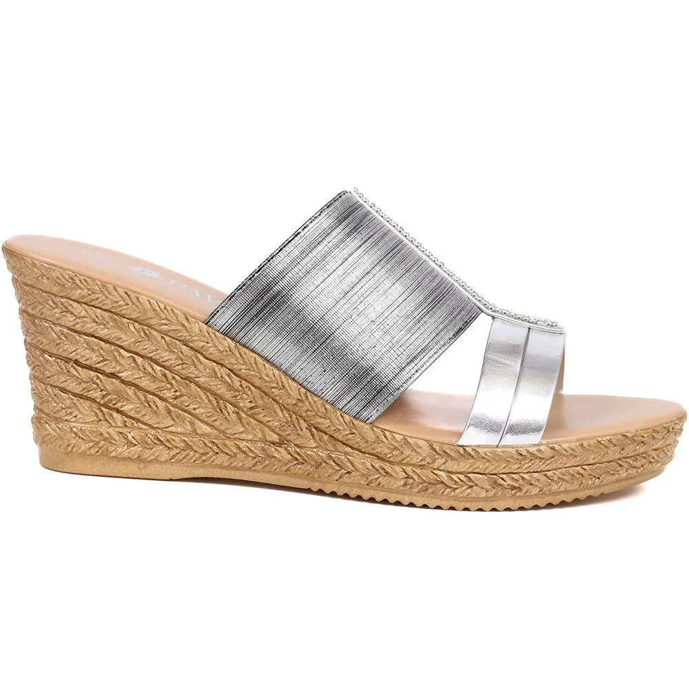 Metallic Wedge Espadrilles - CLUBS37003 / 323 836