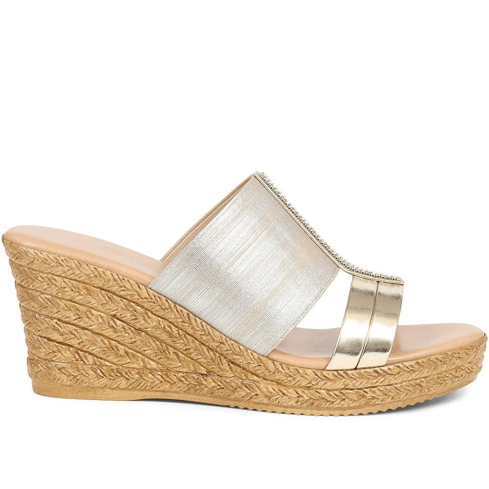 Metallic Wedge Espadrilles - CLUBS37003 / 323 836
