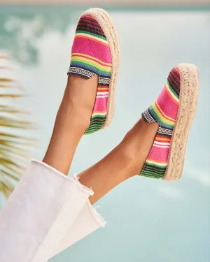 Mexican Blanket Double Sole Espadrilles - U56D0 - Tulum Multicolor Stripes