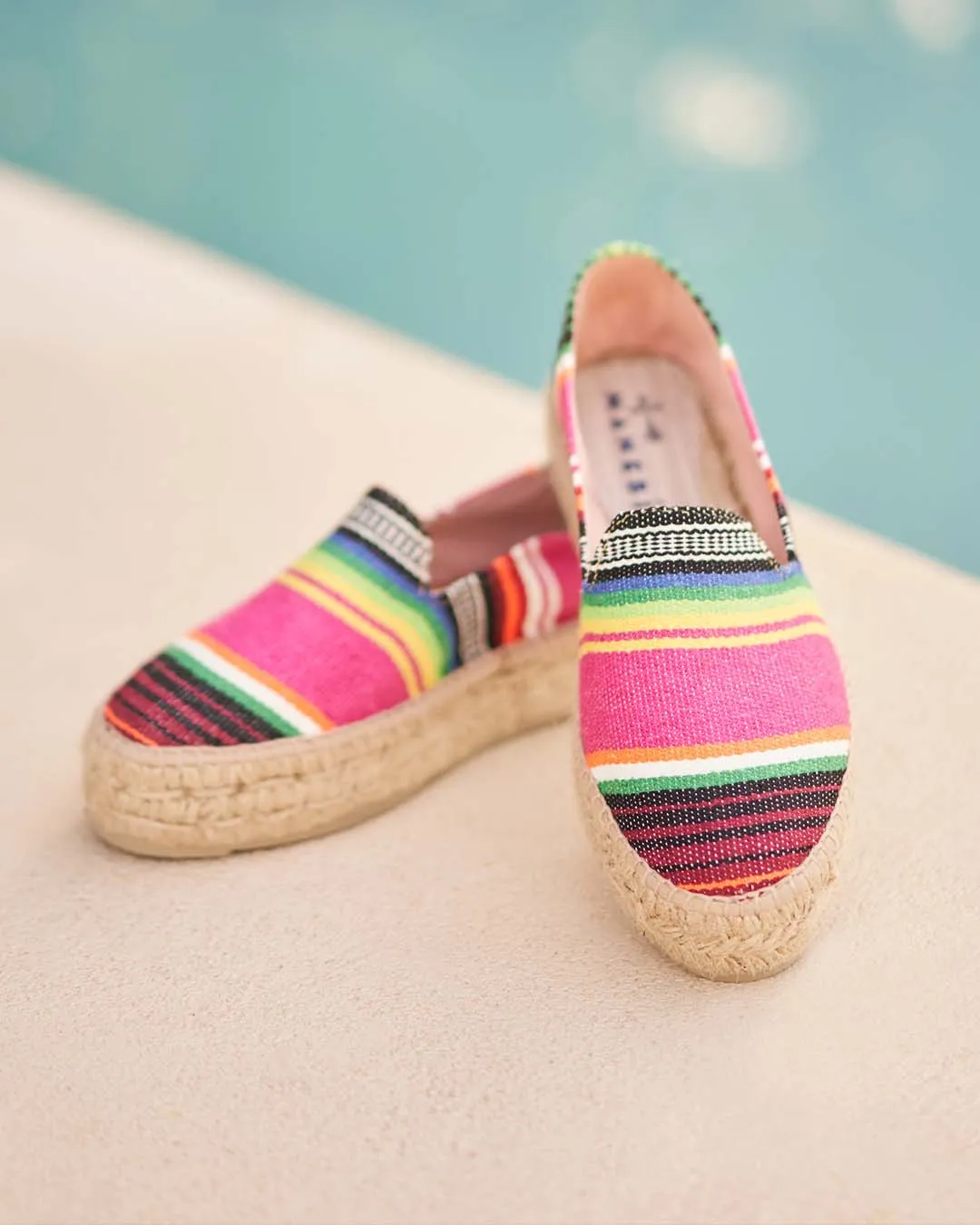 Mexican Blanket Double Sole Espadrilles - U56D0 - Tulum Multicolor Stripes