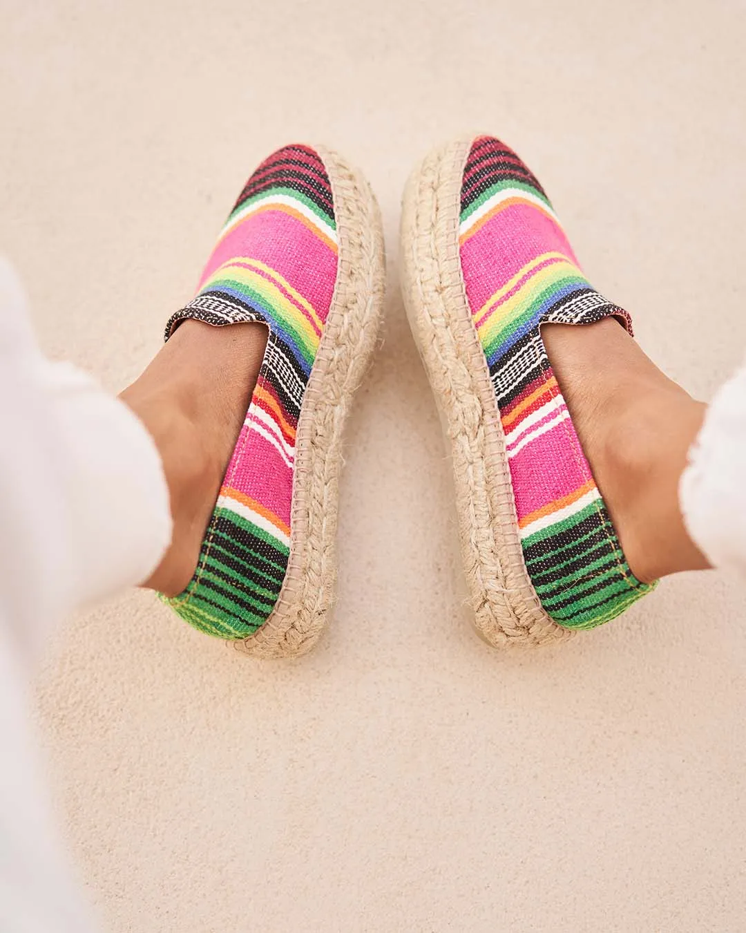 Mexican Blanket Double Sole Espadrilles - U56D0 - Tulum Multicolor Stripes