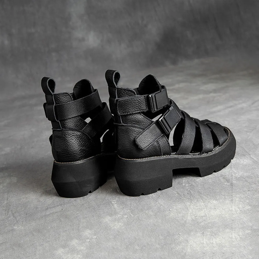 Mid Heel Velcro Rome Sandals