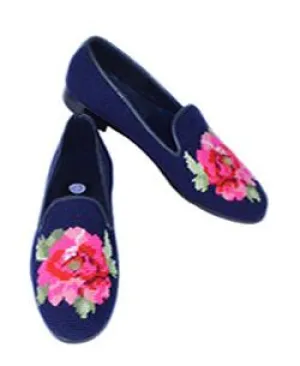 Misses Handstitched  Needlepoint Peony Loafer | Designs by Lillie