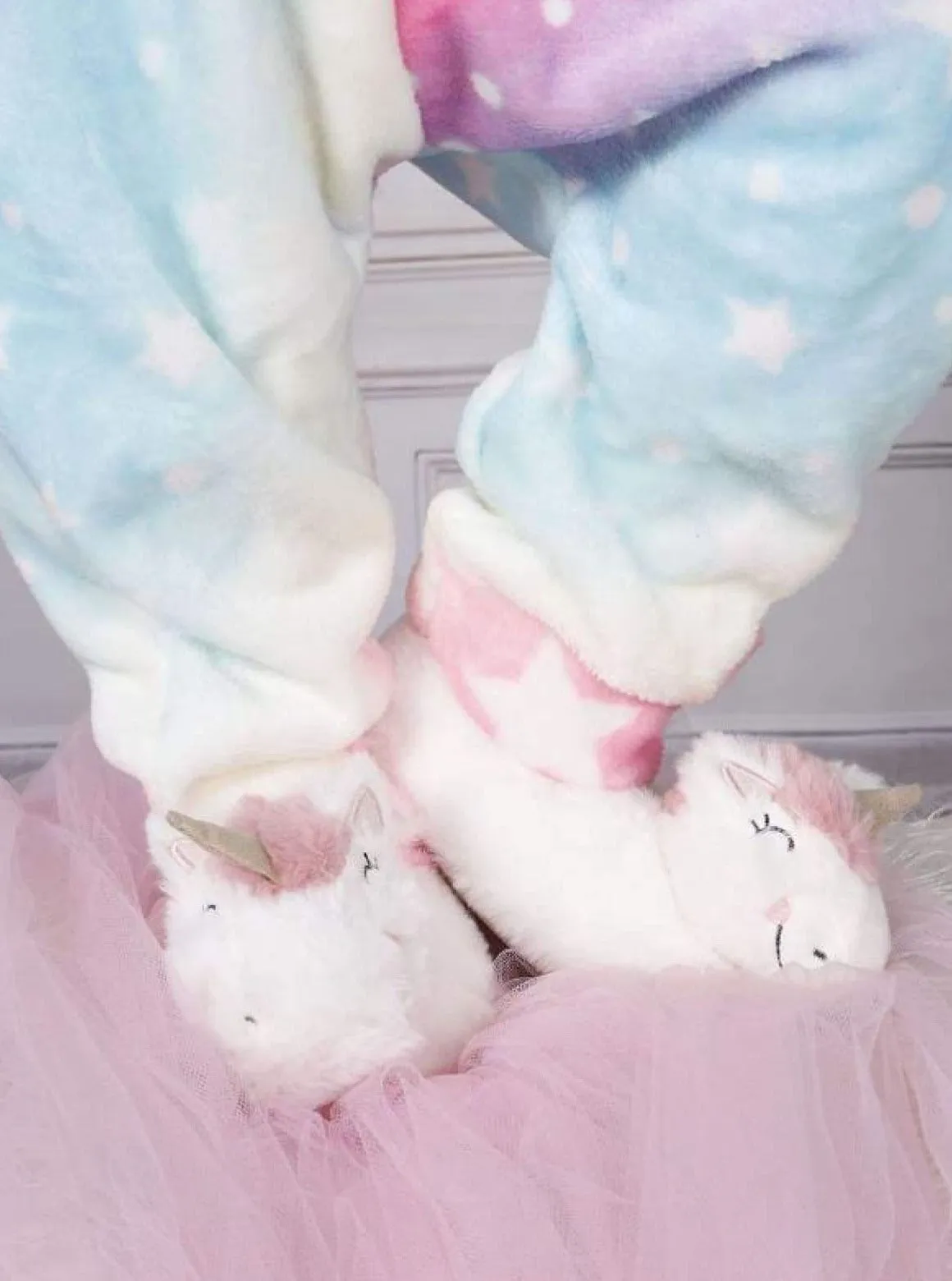 Mommy And Me Plush Unicorn Slippers By Liv and Mia